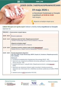 Dzień Osób z Niepełnosprawnościami w Cieszynie - plakat informacyjny