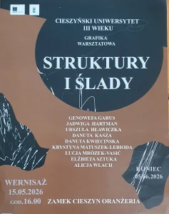 plakat wystawy UTW Struktury i Ślady
